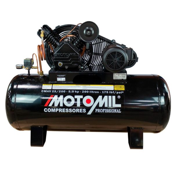 Compressor de Ar 25 Pés 200L 6HP 220/380V - Trifásico MOTOMIL-CMV-25/200