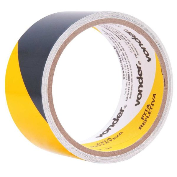 Fita adesiva refletiva 50 mm x 3 m amarela e preta VONDER-1052250121