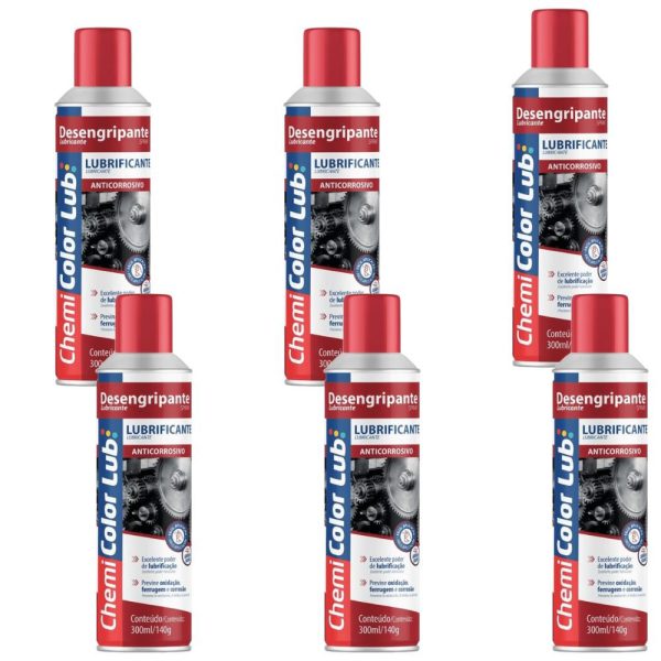Kit 6 Desengripante Lubrificação e Proteção 300mL 140g CHEMICOLOR-K8703