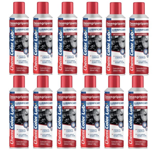 Kit 12 Desengripantes Lubrificação e Proteção 300mL 140g CHEMICOLOR-K8704