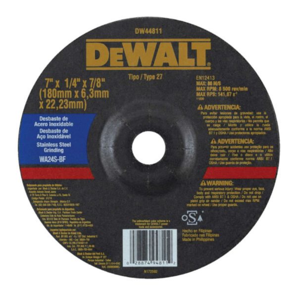 Disco de Desbaste Inox 7 Pol. DEWALT-DW44811
