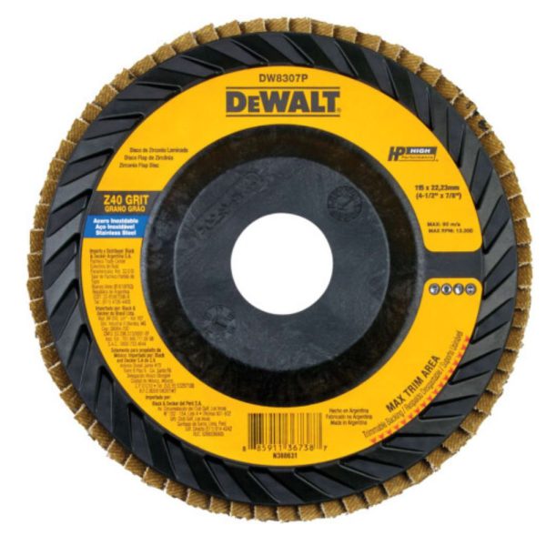 Disco Flap Plástico Reto 4.1/2 x 7/8Pol. Grão 40 DEWALT-DW8307P-AR