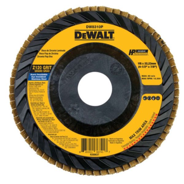 Disco Flap Plástico Reto 4.1/2 x 7/8Pol. Grão 120 DEWALT-DW8310P-AR