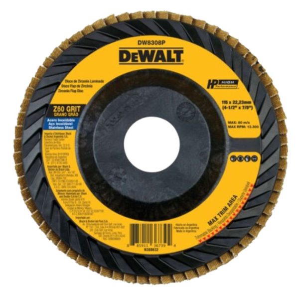 Disco Flap Plástico Reto 4.1/2 x 7/8Pol. Grão 60 DEWALT-DW8308P-AR