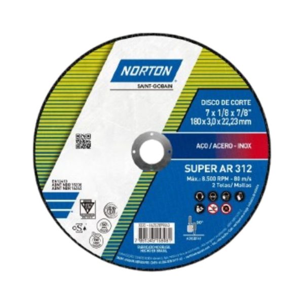 Disco Corte 7 x 1/8 x 7/8 Pol. Super Ar312 NORTON-66252899863