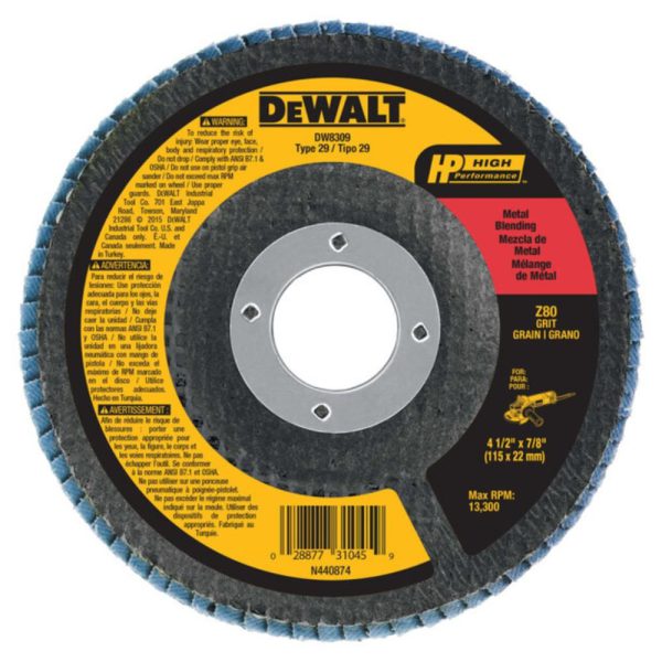 Disco de Lixa Laminado de 4-1/2 x 7/8 Pol. 80gr DEWALT-DW8309
