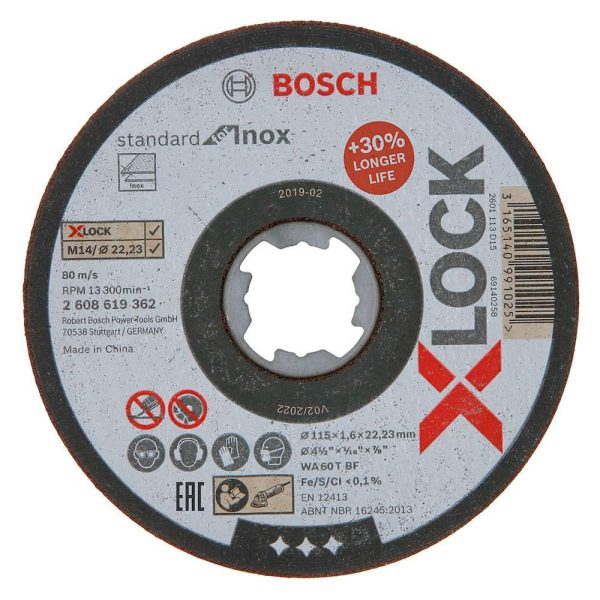Disco de Desbaste Reto para Inox e Metal 115x1,6mm BOSCH-2608619362-000