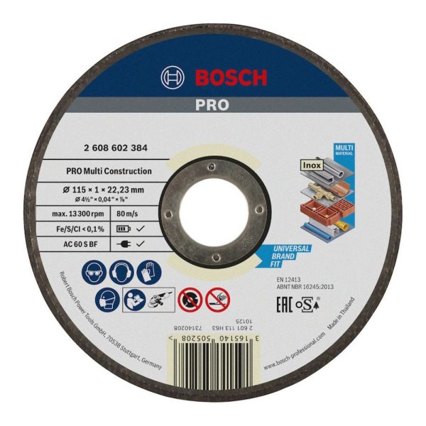 Disco de corte 115 x 1,0mm Centro Reto BOSCH-2608602384-000