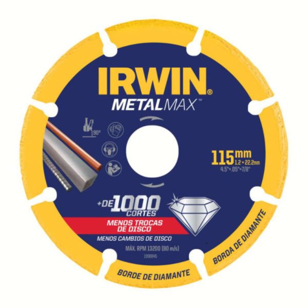 Disco de Corte Diamantado 4.1/2 x 7/8 Pol. MetalMax IRWIN-1998845