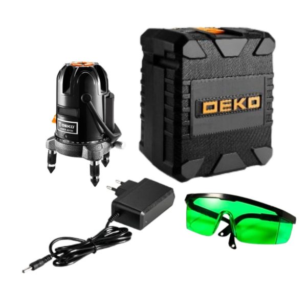 Nível a Laser Profissional 5 Linhas Verdes 6 Pontos 15 Metros 505nm com Acessórios DEKO-DKLL58GA