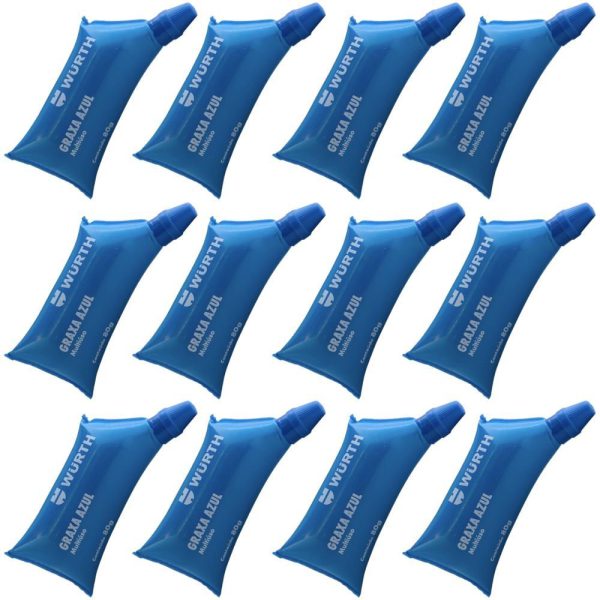 Kit 12 Graxa Azul Mineral em Sachê 80g WURTH-K9332