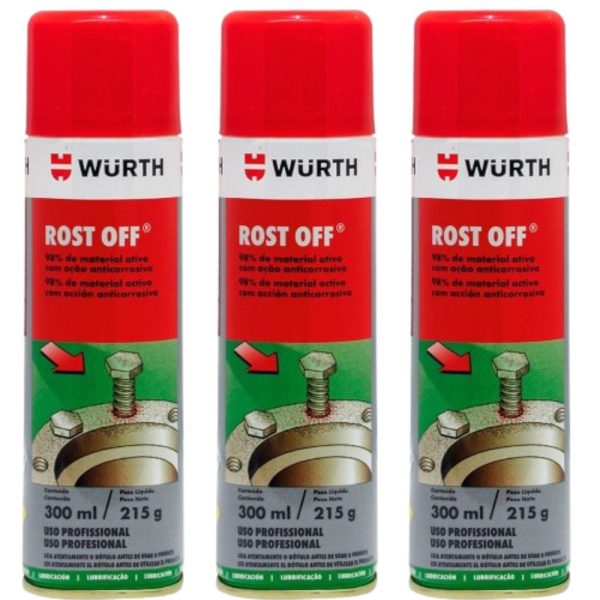 Kit 3 Desengripantes em Spray Rost Off 300ml WURTH-K93
