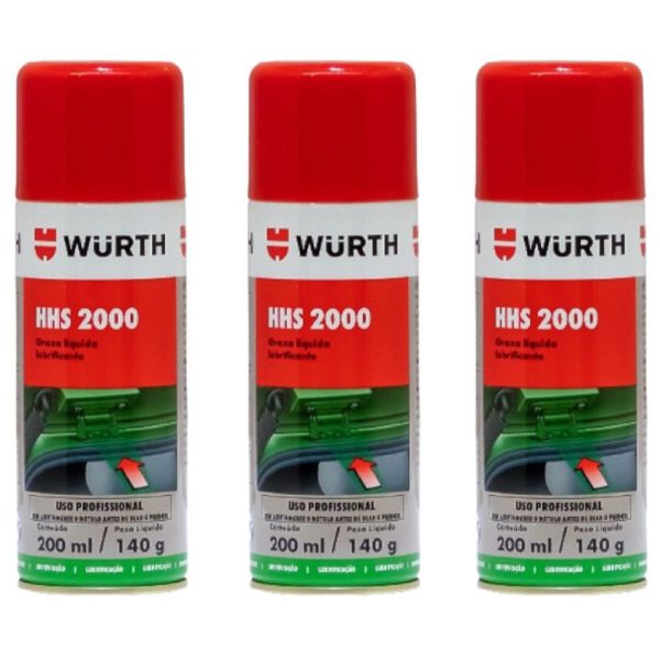 Kit 3 Graxa Líquida HHS 2000 200ml Resistente a Altas Temperaturas WURTH-K9321