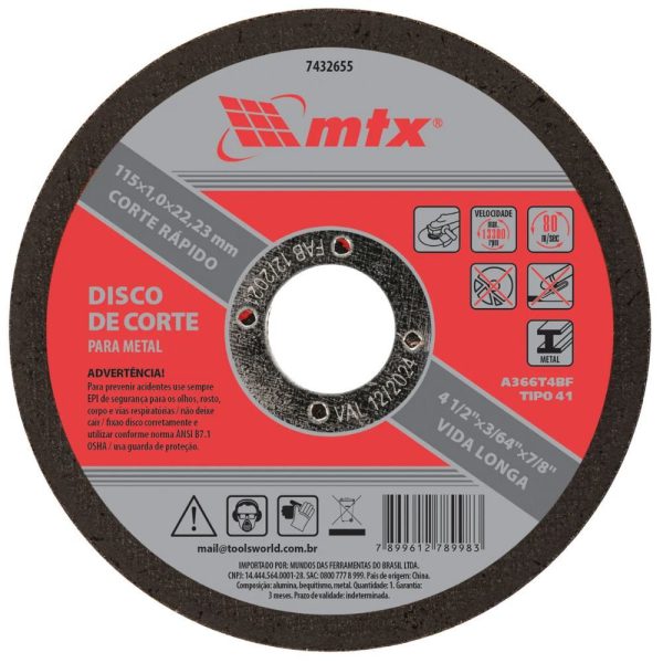 Disco de Corte 115X1,0X22mm para Metal MTX-7432655
