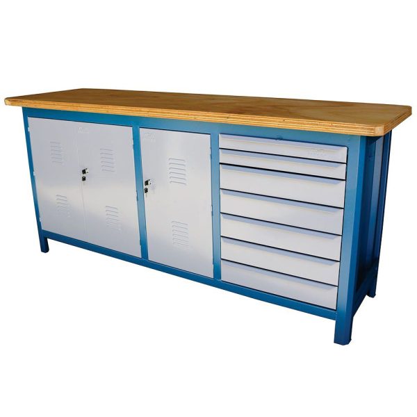 Bancada Fechada com 7 Gavetas e Tampo Compensado Naval 2000 x 920mm FERCAR-207-CDF
