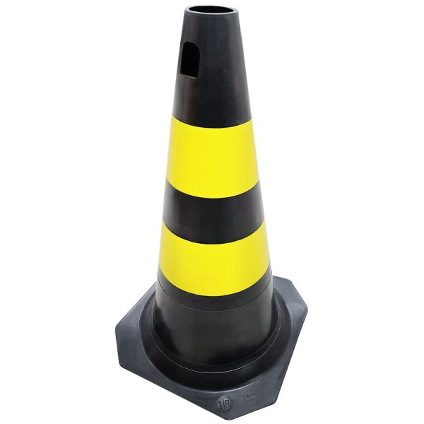 Cone PLT para Sinalização Preto com Amarelo 75cm PLASTCOR-70001312