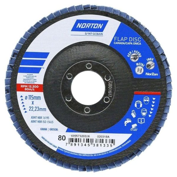 Disco Flap Original R822 115mm Grão 80 NORTON-69957320326