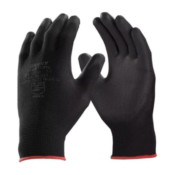 Luva de Segurança Nylon e PU Pigmentada/Tricotada Flextáctil Preta Tamanho M - 1 Par DANNY-DA12100V M