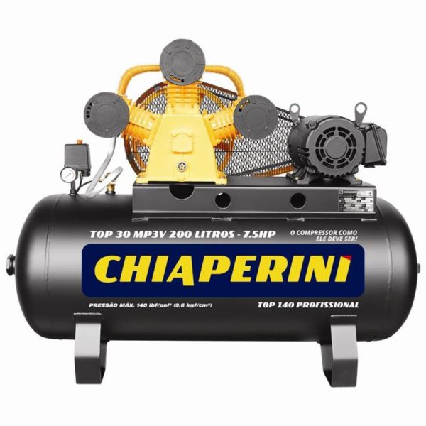 Compressor de Ar 30 Pés 7,5HP 200L 220/380V Trifásico CHIAPERINI-TOP30MPV200LT