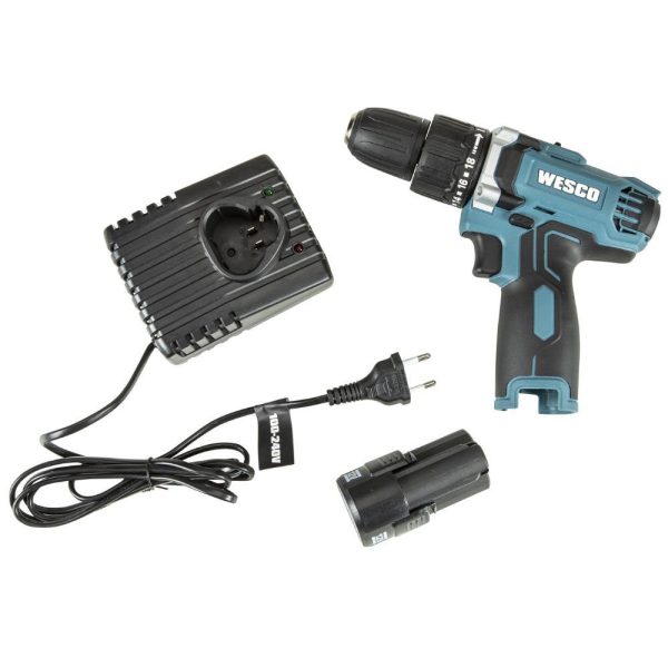 Parafusadeira e Furadeira de Impacto 3/8Pol. 12V com Bateria 1.5Ah e Carregador Bivolt WESCO-WS2547