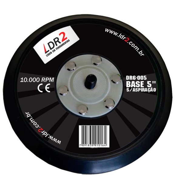 Base para Lixadeira Roto Orbital sem Aspiração 5 Pol Velcro 12000RPM LDR2-DR6-005