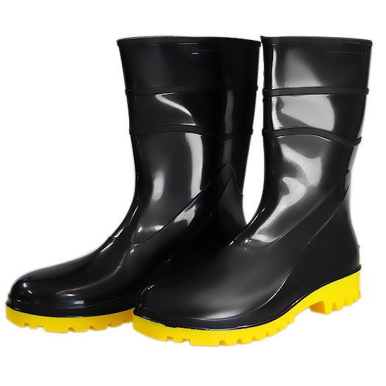 Bota Impermeável PVC Acqua Flex Cano Curto Preto com Solado Amarelo N° 40 BRACOL-82BPC600CCP/A40