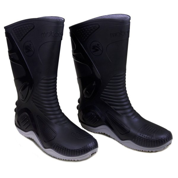 Bota de PVC N40 Preto com Sola Cinza para Motoqueiro MOTOSAFE-84BPM60040C