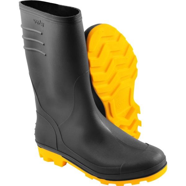 Bota de Pvc Preta com Solado Amarelo Cano Médio sem Forro 41 VONDER-7075410000