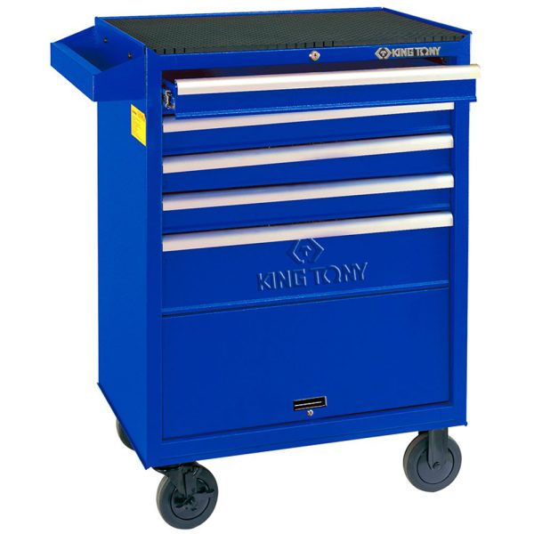 Carrinho Metálico Azul com 5 Gavetas e Baú KINGTONY-87432-5B-B