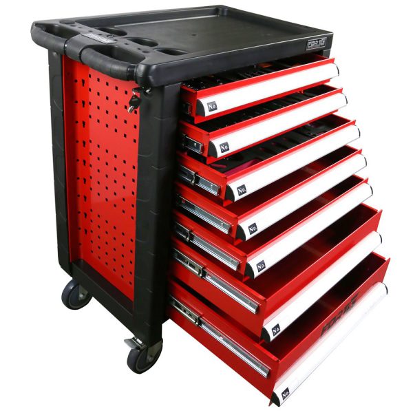 Carrinho para Ferramentas Fechado com 07 Gavetas e 380 Peças Vermelho FORTGPRO-FG6100
