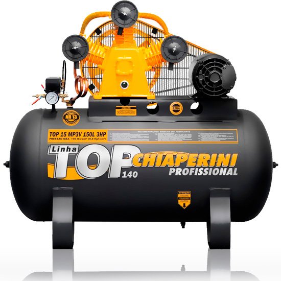 Compressor de Ar Top MP3V 15 Pés 150L 3HP 220/380V - Trifásico CHIAPERINI-TOP15-TRI