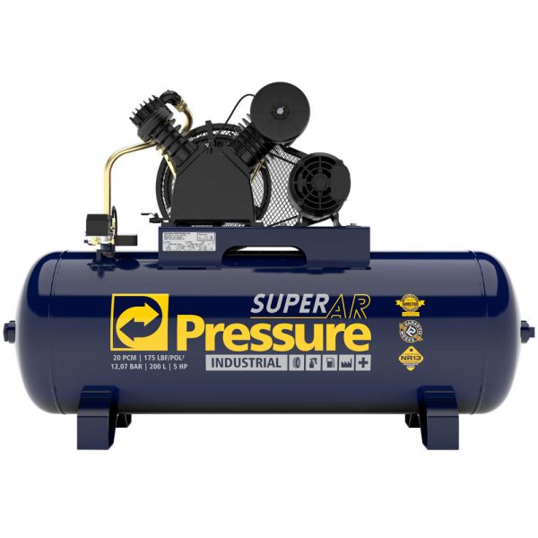 Compressor de Ar Super Ar 20 Pés 200L 5HP 175 PSI Trifásico 220/380V PRESSURE-8975701062