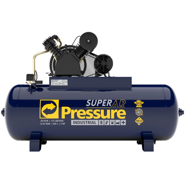 Compressor de Ar Super Ar 20 Pés 250L 5HP 175 PSI 220/380V - Trifásico PRESSURE-8975701068
