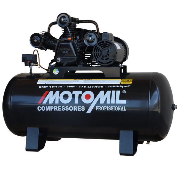 Compressor de Ar 15 Pés 3HP 175L Monofásico 110/220V – 1335rpm MOTOMIL-CMW15/175