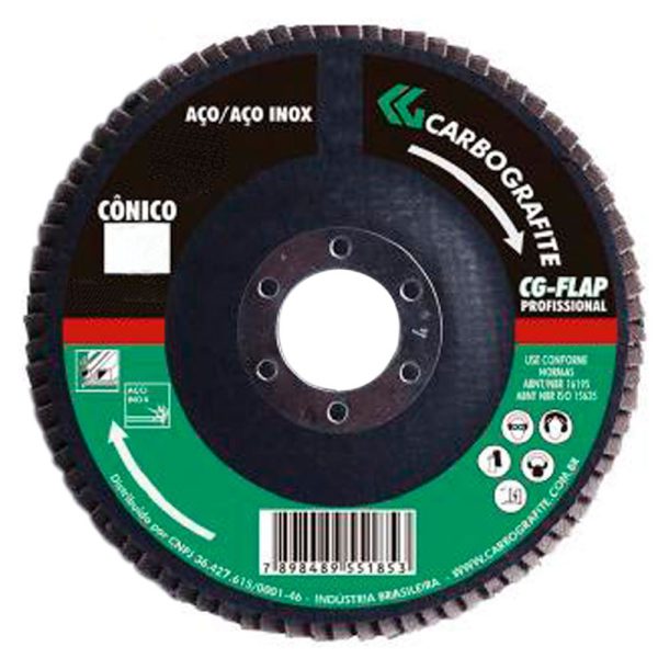 Disco Flap Cônico de Zircônio de 115mm Grão 120 CARBOGRAFITE-10576010