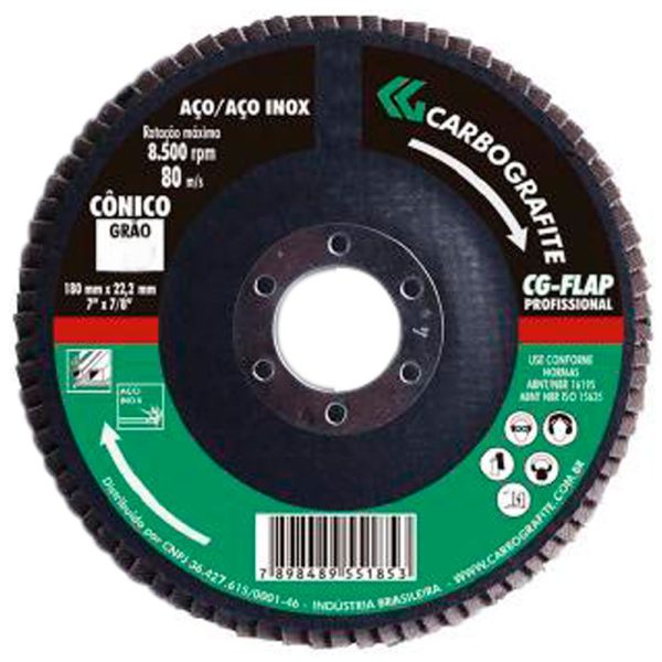 Disco Flap Reto de Zircônio de 115mm Grão 120 CARBOGRAFITE-010576610