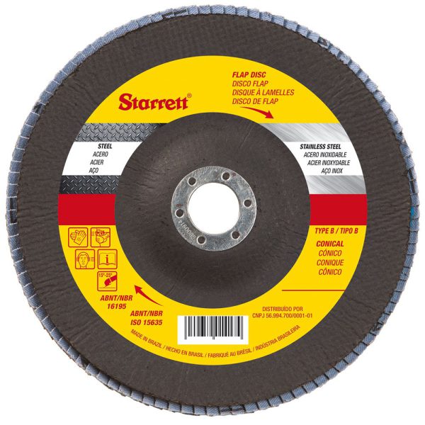 Disco Flap em Fibra de Vidro 115 mm com Grão de Zircônio 60 STARRETT-FDS115-60FC