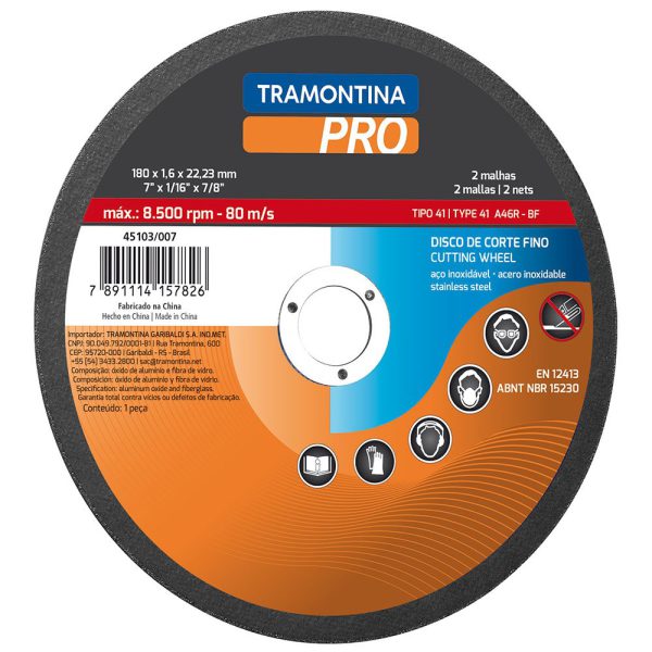 Disco de Corte Fino para Aço Inox e Materiais Endurecidos 9 Pol. TRAMONTINA PRO-45103009