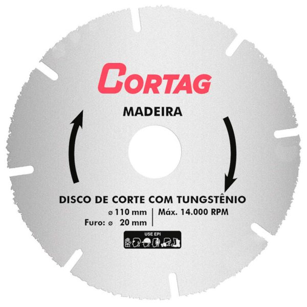 Disco de Corte Tungstênio 110mm para Madeira CORTAG-61346