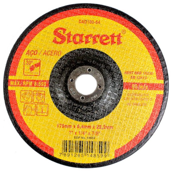 Disco de Desbaste de 7 Pol. para Aço em Geral STARRETT-DAD180-64