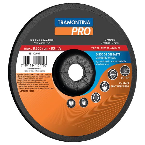 Disco de Desbaste para Aço Inox 7 Pol. TRAMONTINA PRO-45100007