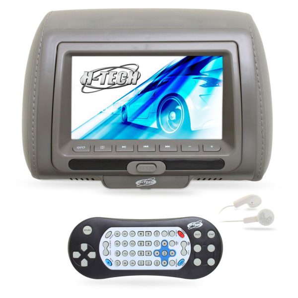 Encosto de Cabeça com Monitor LED e Leitor DVD/USB/MP3/MP4 7 Pol. Cinza H-TECH-HT-EDV03