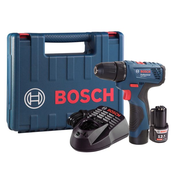 Furadeira/Parafusadeira a Bateria 12V Li-Ion 3/8 Pol. com Carregador 2 Bat. e Maleta BOSCH-GSR-120-LI