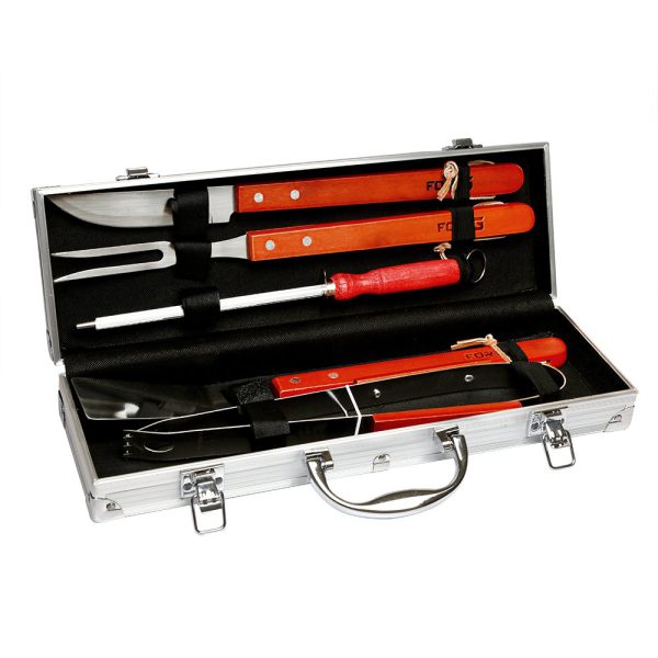 Jogo para Churrasco Inox com 5 Peças e Maleta em Alumínio FORTGPRO-FG5003