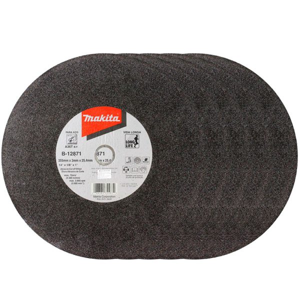 Kit Disco Abrasivo para Corte de 14 x 1 x 1/8 Pol. para Serra Rápida Grão A36 com 5 Unidades MAKITA-B-12871-5
