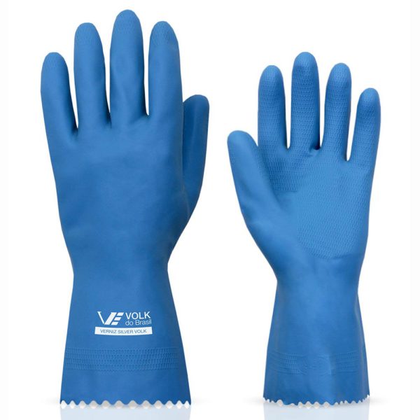 Luva Látex Verniz Silver Standard Azul - Pequena VOLK-10.51.038.02-P