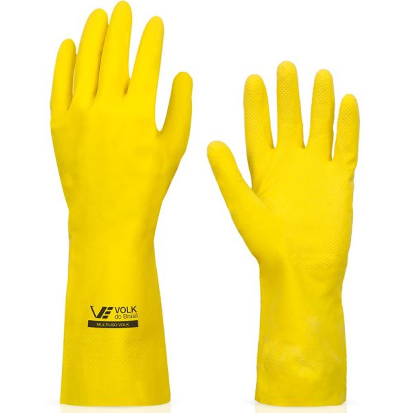 Luva Multiuso Látex Standard Amarelo com Forro - Média VOLK-10.51.044.01-M