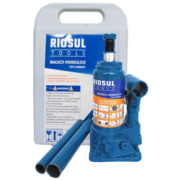 Macaco Garrafa Hidráulico 2 Toneladas com Maleta RIOSUL TOOLS-070011
