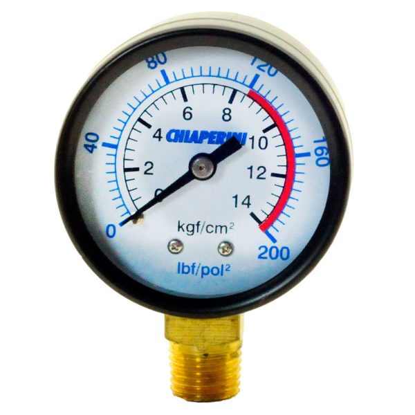 Manômetro Analógico 200 PSI 50mm 1/4 Pol. NPT Vertical CHIAPERINI-2169