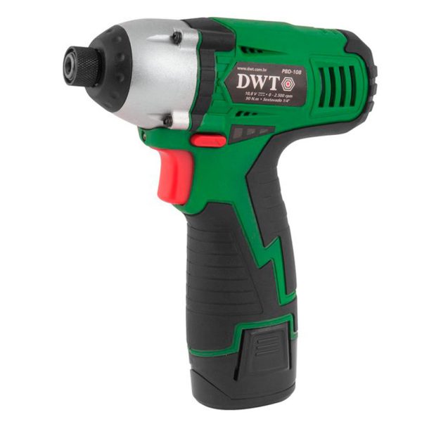 Parafusadeira de Impacto 10,8V Li-Ion 1/4 Pol. com Carregador Bivolt 2 Baterias e Maleta DWT-PBD108